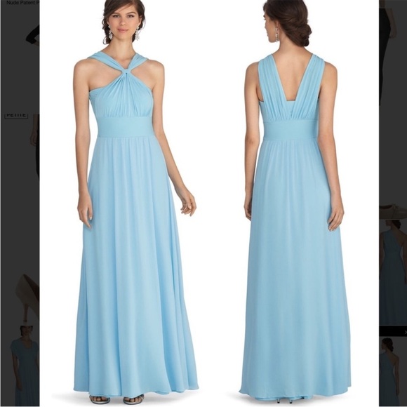 WHBM Genius Chiffon Convertible Caspian Gown SZ 4 Blue Maxi Dress - Picture 3 of 16